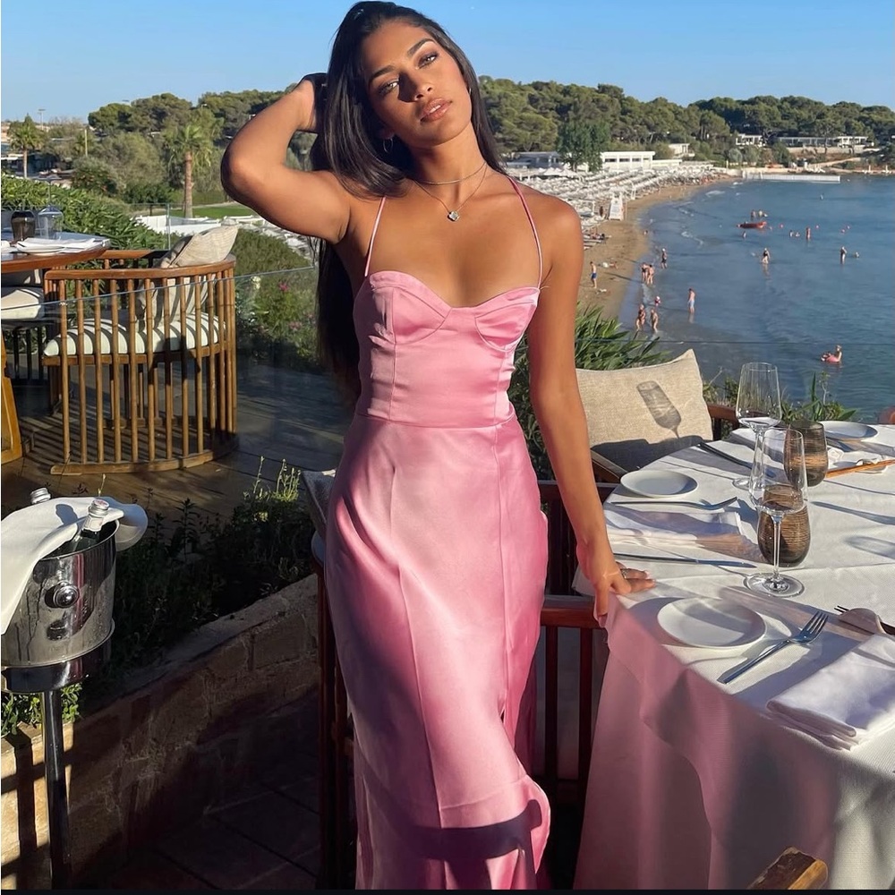 Zara dress satin effect corset party coctail midi dress - Picture 5 of 16